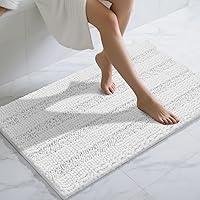 Vista 45 de Yimobra Tapetes de baño lavables, de chenilla súper suave y absorbente, para suelo y alfombra, de secado rápido, antideslizante, para bañera y Beige