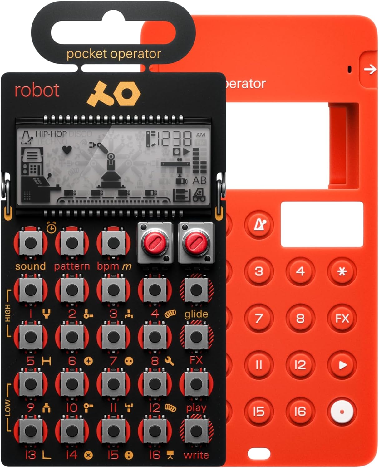 teenage engineering Pocket Operator PO-28 Robot and CA-X Silicon Pro-Case Red Bundle