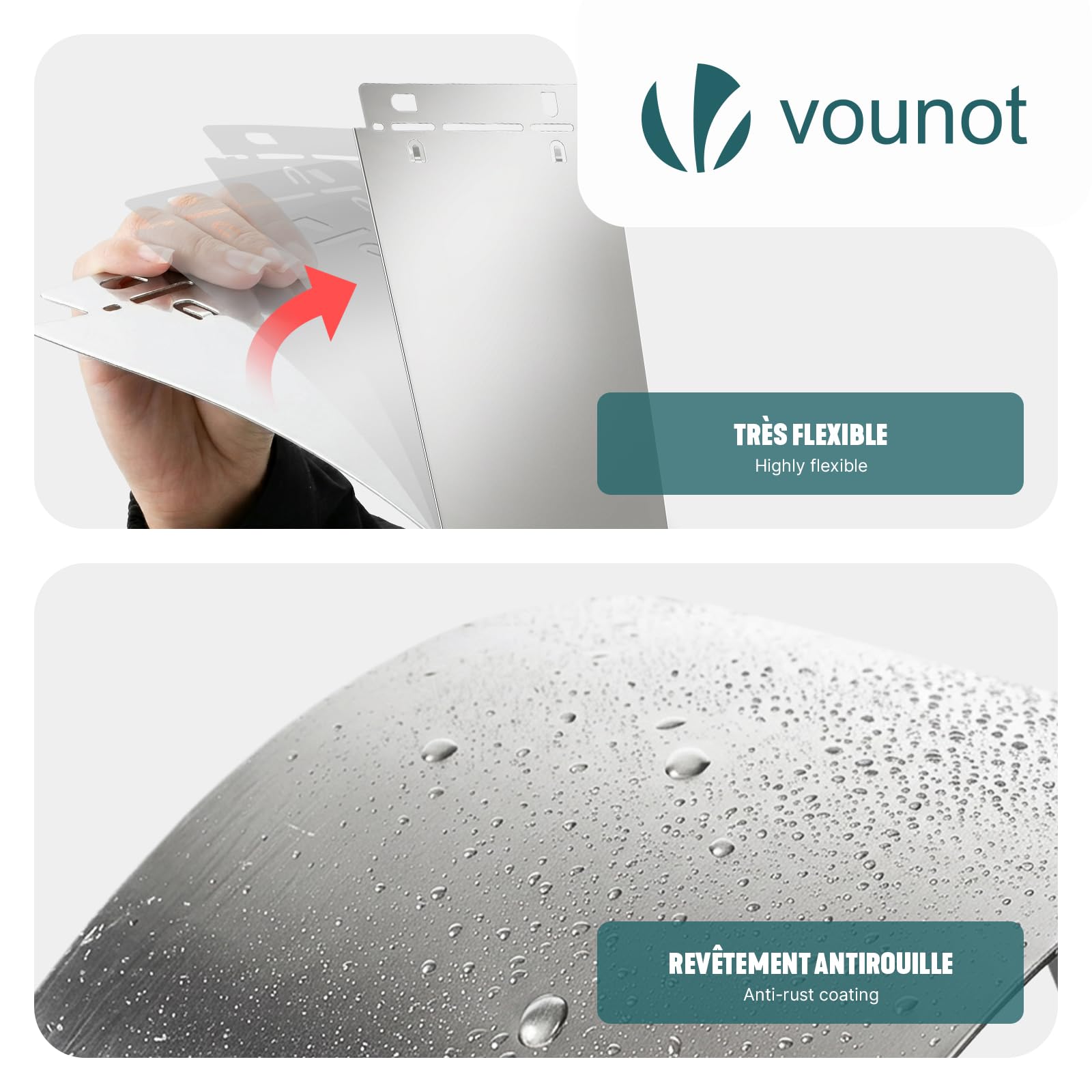 VOUNOT® Rasenkante Metall 10m, verzinkt Beeteinfassung Beetumrandung Mähkante, Länge 100cm Höhe 18cm, 10 Stück