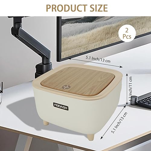 Miniatura 2 de 2 mini basureros de escritorio, pequeño bote de basura de escritorio con tapa para escritorio, mini cesta de basura de plástico para encimera, para