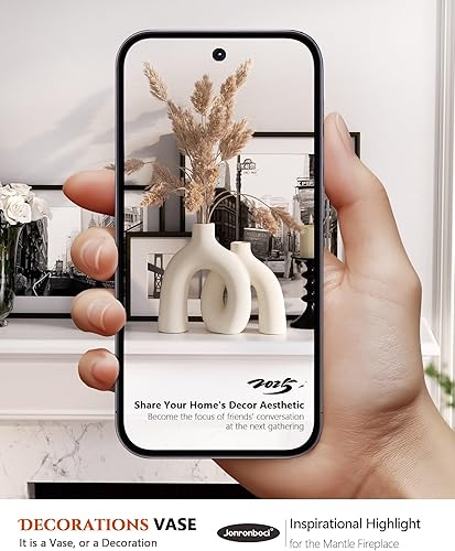 Miniatura 7 de Hug Donut - Juego de jarrones decorativos de estilo bohemio nórdico moderno, decoración del hogar, decoraciones de cerámica mate para sala de estar,