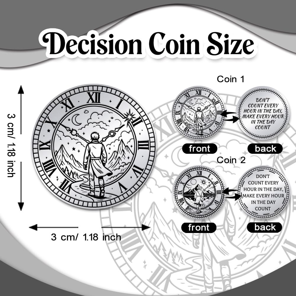 UNICRAFTALE 2Pcs 2 Styles Time Traveler Coin Encouragement Challenge Coin Inspirational Stoic Reminder Token Novelty Stoic Reminder Challenge Coins for DIY Stoicism Motivational Presents - Image 3