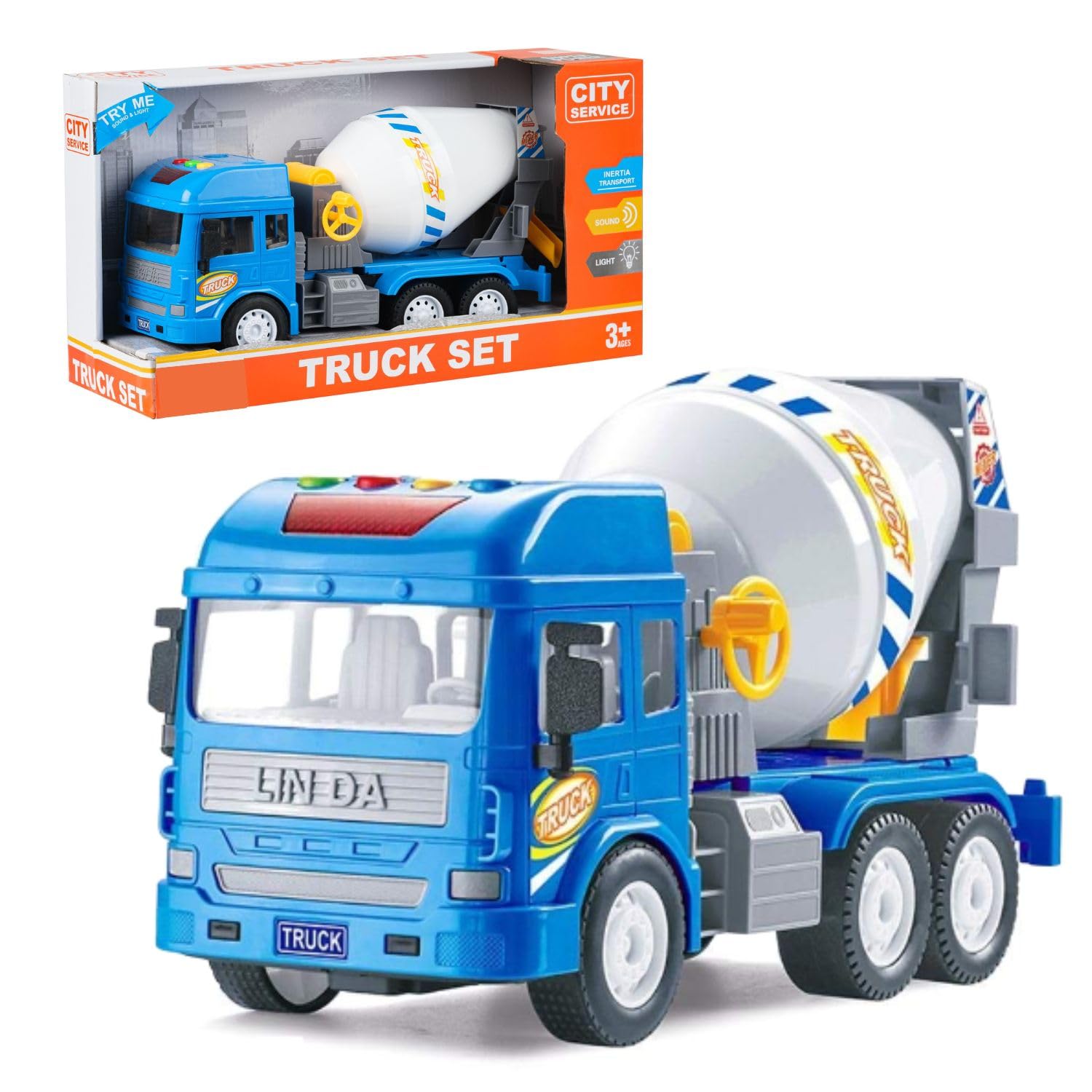 DEOXY Cement Mixer Construction Truck Toy for Kids with Light & Sound, Friction Power Vehicle Trucks for 3+ Years Kids (B0C7RDYBVL) Amazon Price History, Amazon Price Tracker