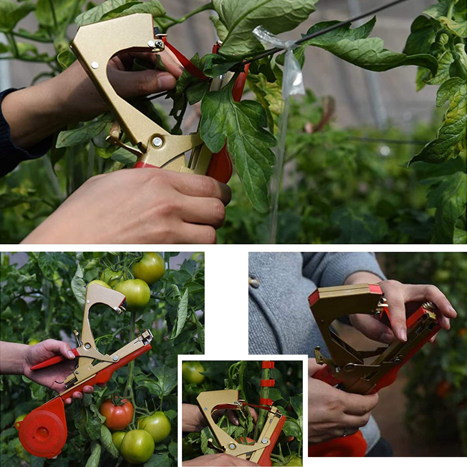 Máquina De Atar Planta, Planta Mano Atar La Máquina Jardín Tape Tool, Herramienta Para Atar Ramas De Planta, Atadora Agricola Máquina Para Atar Tomates Pepino UVA Fruta Flores Con 10 Rollos Cinta