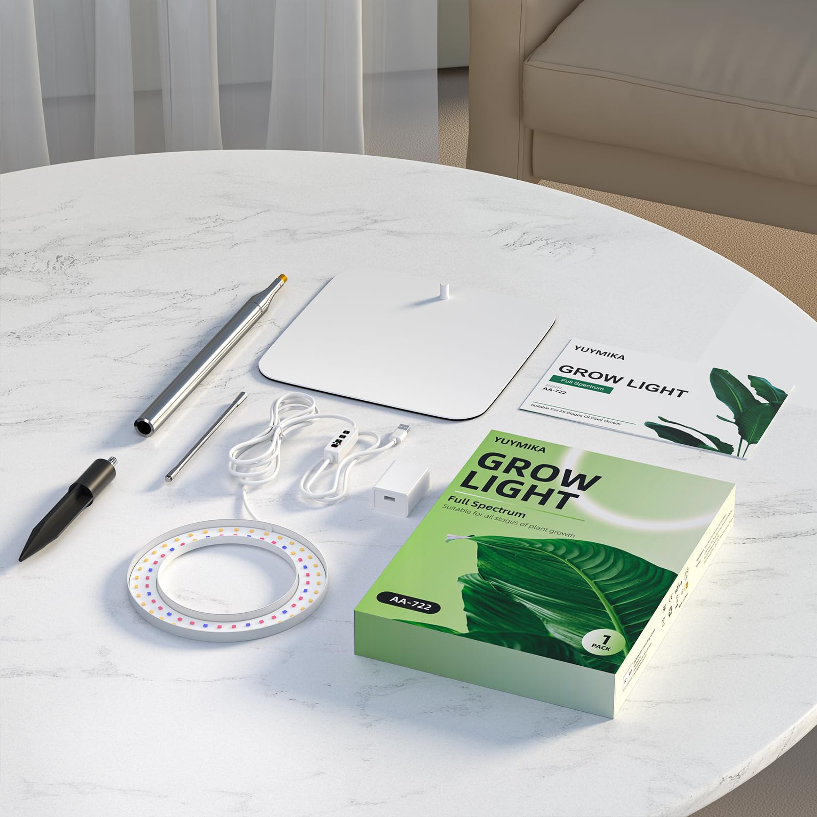 YUYMIKA 72 LED 10W plantenlamp volledig spectrum plantenlamp 360° instelbare flexibele slang automatische timer 3/9/12 tuin plantenlicht met telescoopstang 20,5 - 150 cm