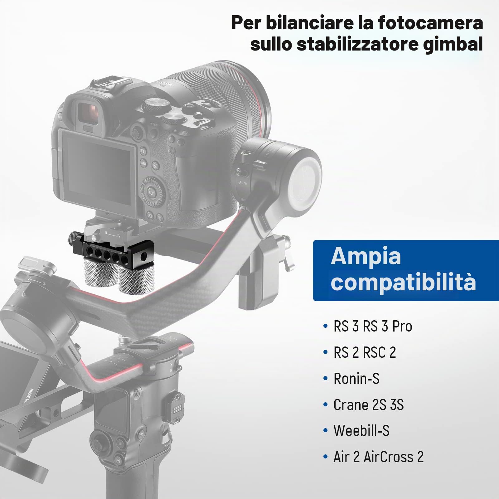 NEEWER Kit Contrappesi Gimbal e Morsetto, Compatibile con DJI Ronin RS4 Pro RS4 RS3 Pro RS3 RS2 RSC2 ZHIYUN Crane 2S 3S Weebill S Moza Air 2 AirCross 2 per il Bilanciamento di Obiettivi Lunghi, GA001