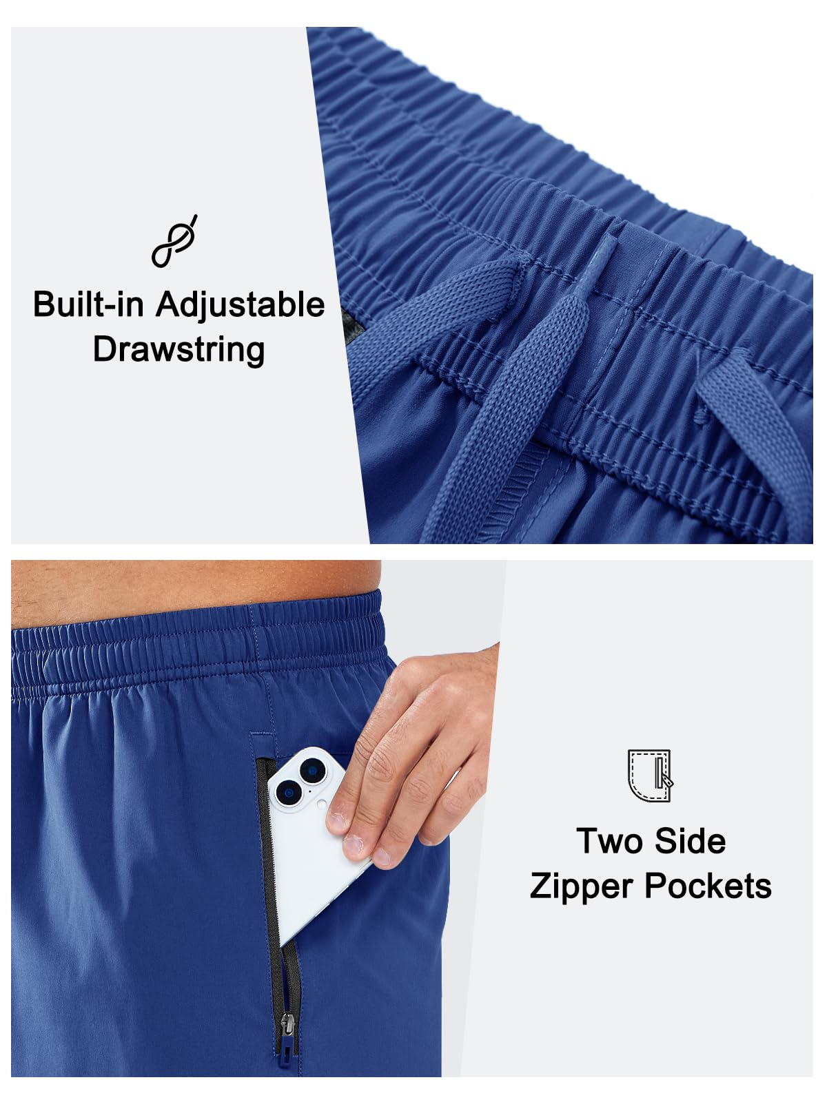 NORTHYARD Herren-Lauf-Shorts, schnelltrocknend, leicht, Sport, Fitnessstudio, Basketball, 17,8 cm, 22,9 cm, 12,7 cm, Tennis, Wandern, Königsblau, Mittel