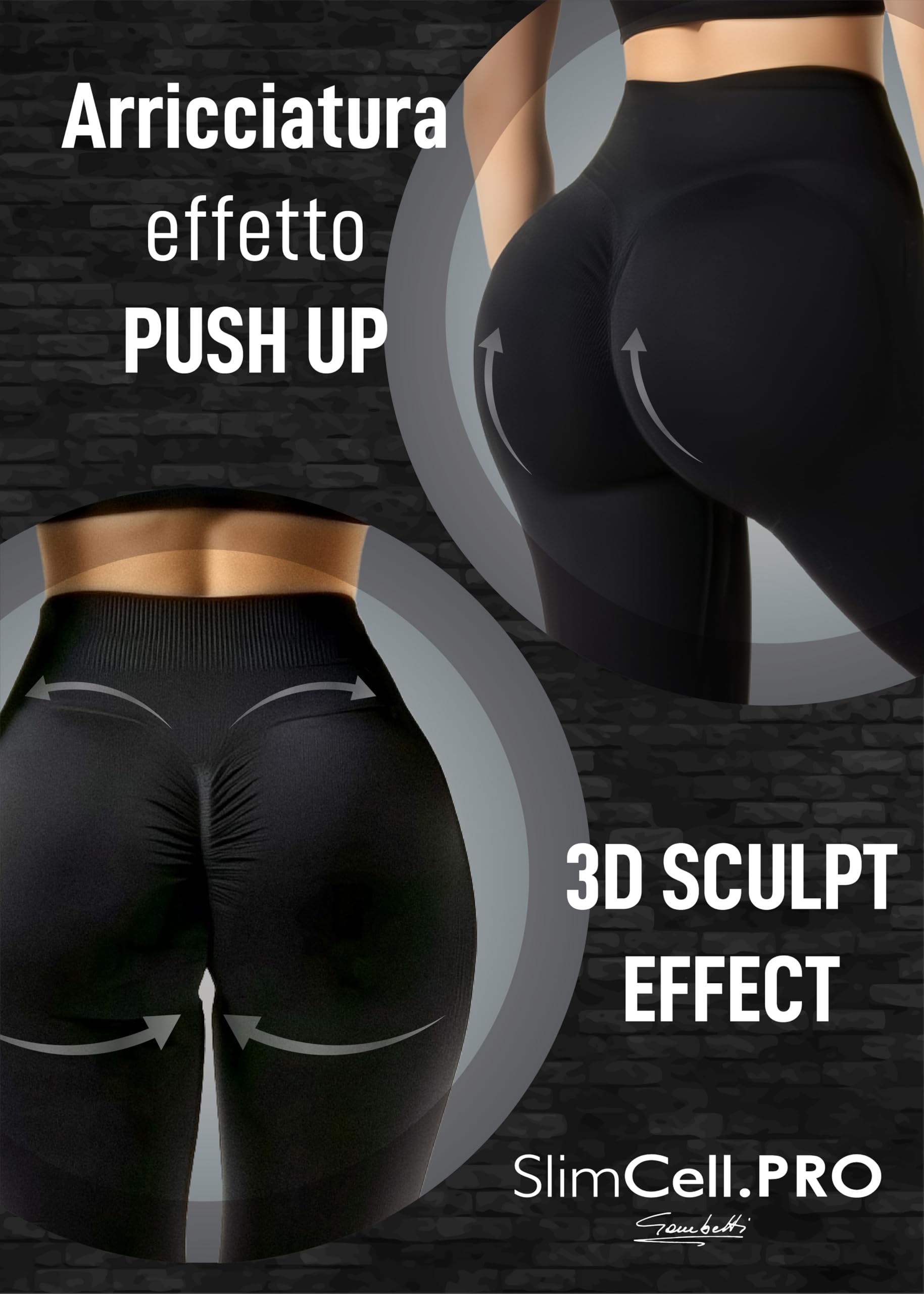 Leggins Push Up 3D Sculpt con Arricciatura - Leggings Push Up Glutei Casual, Leggins Donna Vita Alta, Microfibra Elasticizzata, Scrunch - Made in Italy