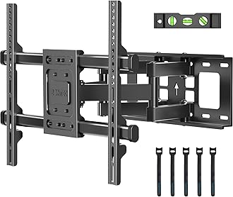 BONTEC Full Motion TV Wall Mount for 37-84 Inch TVs, Hold up to 132lbs, Max VESA 600x400mm, Swivel Tilt Dual Arms, Adjustable Viewing Angle, Fits 16" Wood Studs, Easy Assembly