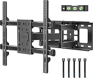 BONTEC Support Mural TV pour Télévision Plat et Incurvé LCD LED 32-84 Pouces jusqu'à 60KG, Support TV Mural orientable et Inclinable, Bras Doubles Solides et Robustes, Max VESA 600x400mm