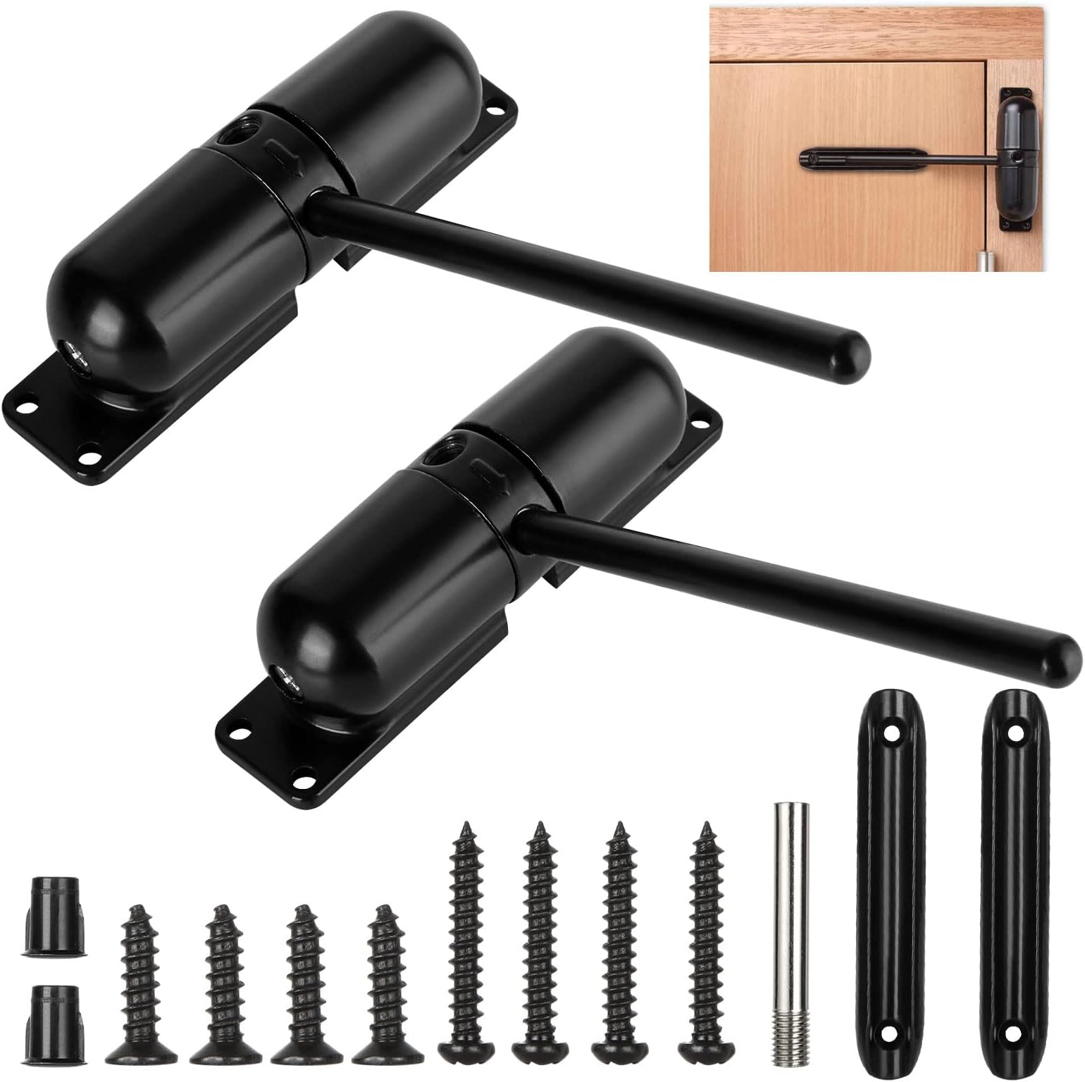 JMIATRY 2PCS Spring Door Closer Automatic Door Closer Residential Auto Door Closer Black Soft Door Closer Screen Door Closer for Home Self-Closing