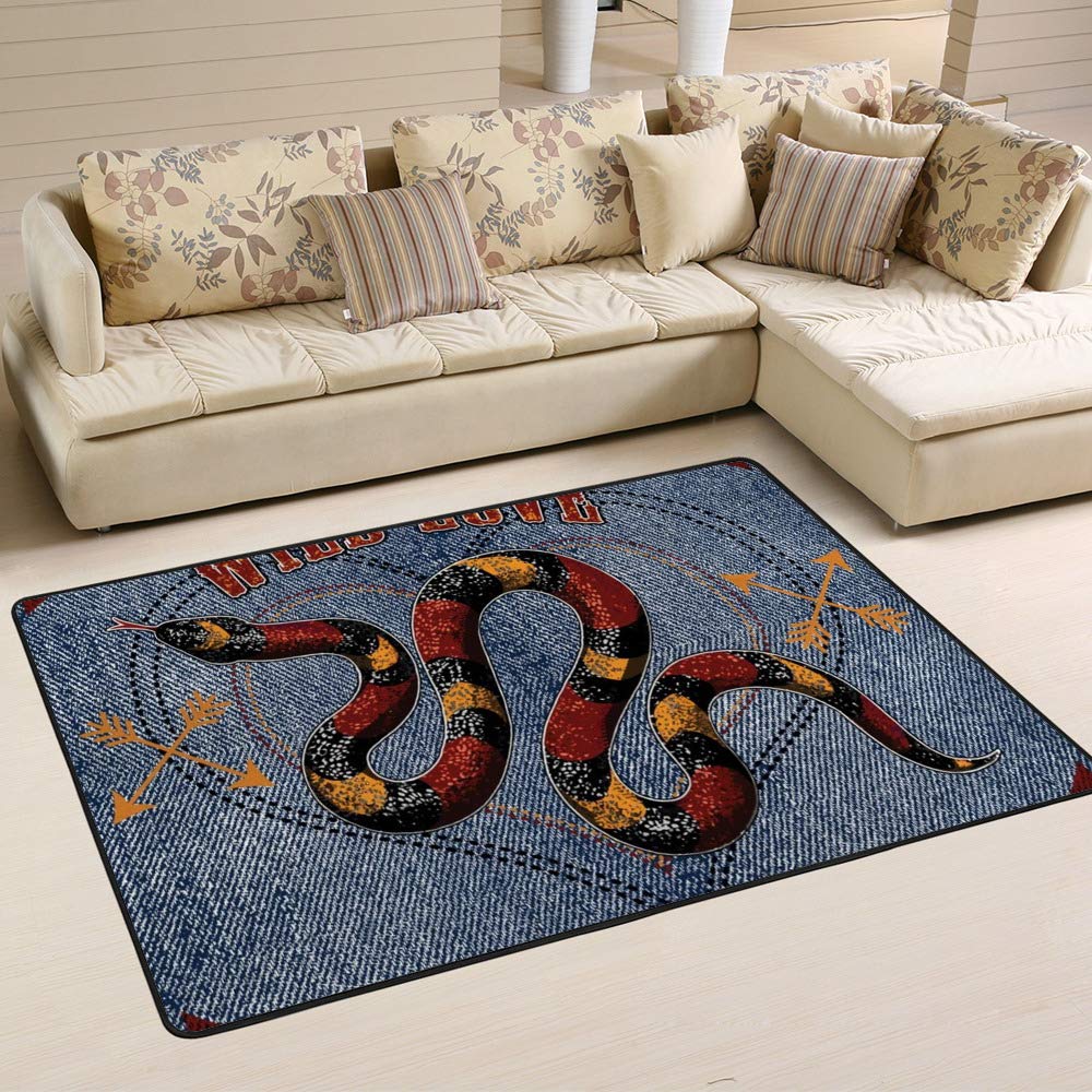 Tapis durable et facile à nettoyer Ruchen Arizona avec motif serpent sauvage 60x39 in