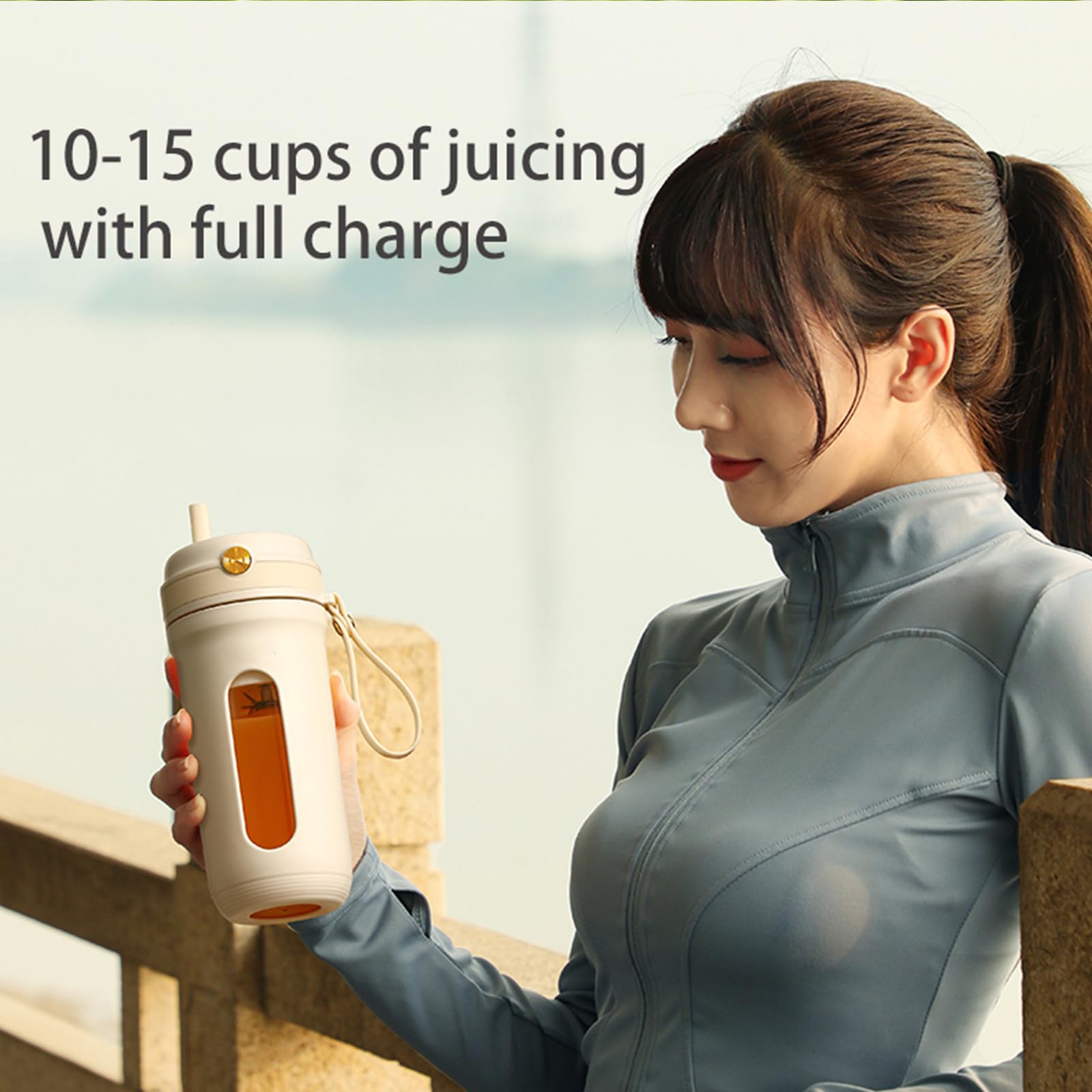 Portable Blender with 10 Ultra Sharp Blades, Personal Size Blender for Shakes and Smoothies, 16 Oz Blender USB Rechargeable Type-C for Picnic Office Gym