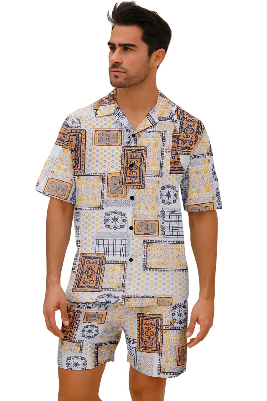 MEN'S NIGHTWEAR || MENS PRINTED NIGHT SUITS || Night Suit Co-Ord Set For Mens Beige-image-42