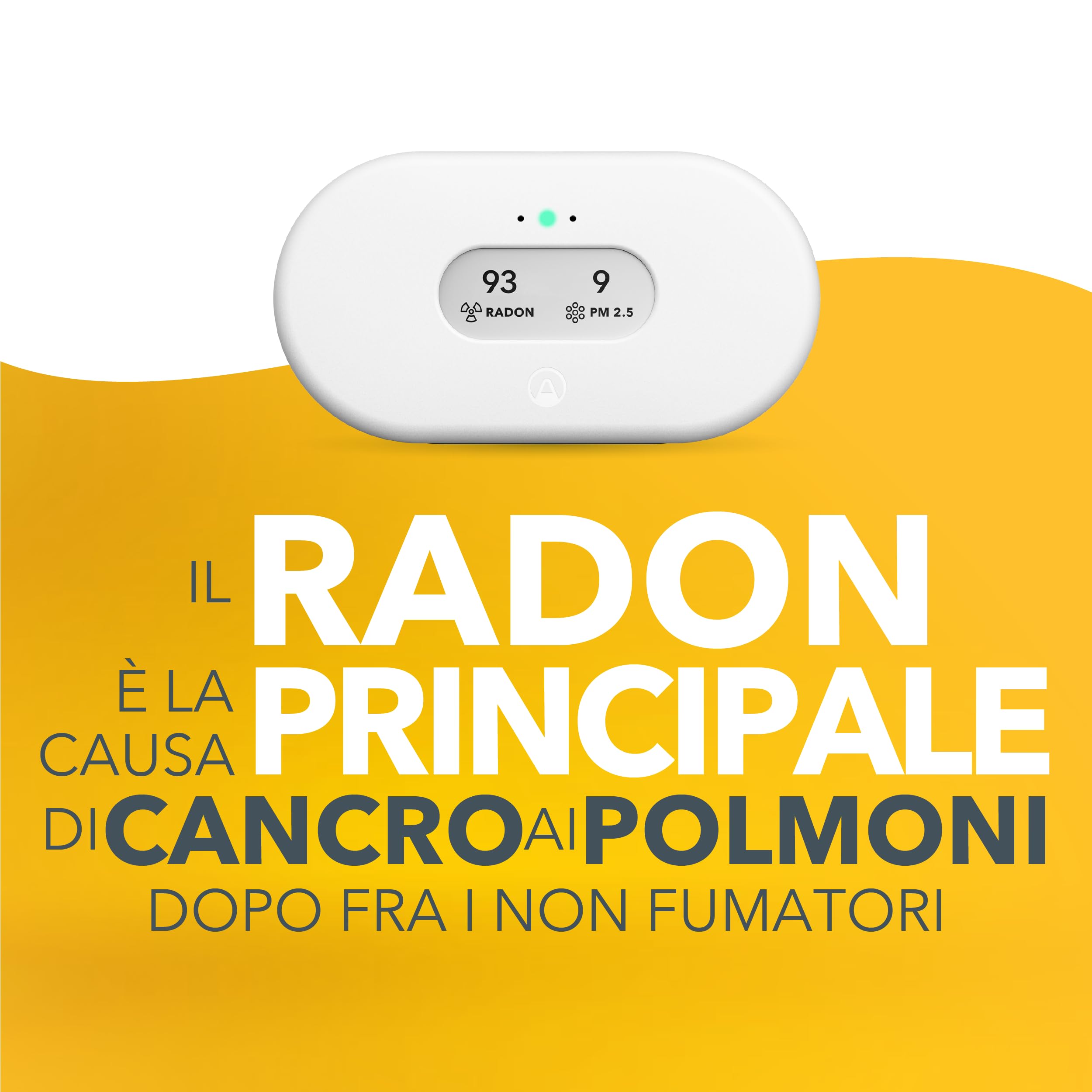 Airthings 2960 View Plus monitor per il radon e la qualità dell'aria con rilevatore di PM2,5, CO2, COV, umidità e temperatura, APP mobile, Wi-Fi, notifiche