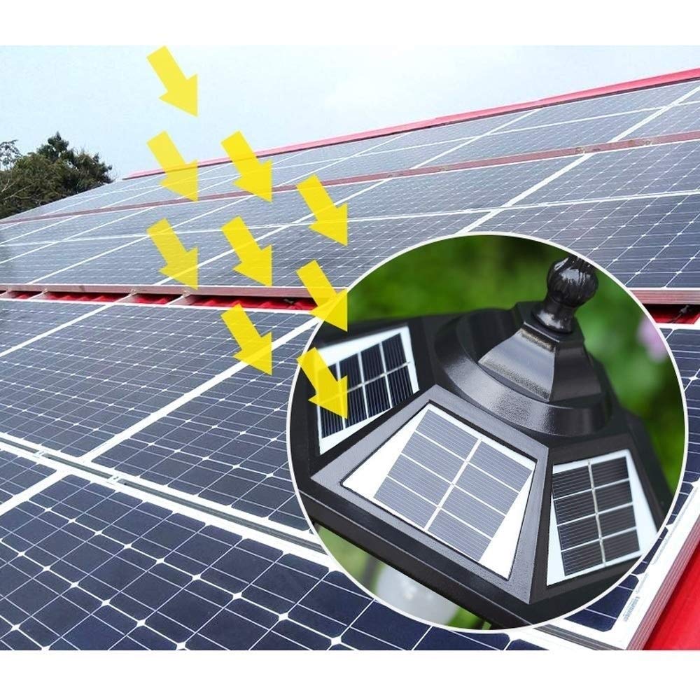 Zewnętrzna wodoodporna solarna lampa ścienna, latarnia LED z aluminiowym i szklanym kloszem – idealna do oświetlenia kinkietu ogrodowego