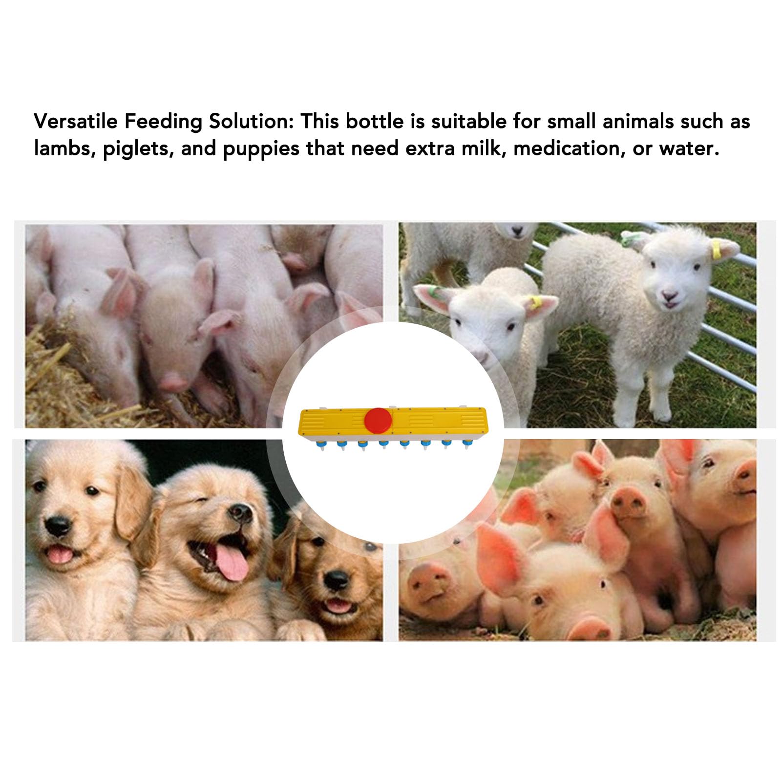 Mangiatoia per Bevande per Agnello in Silicone con 8 Capezzoli e Secchio per Alimentazione del Latte da 10 Litri per Bestiame a Parete per Agnelli Vitelli e Maialini