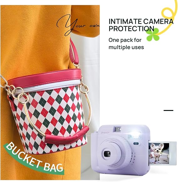 POPOTO Instant Camera with Bucket Bag, Mini 12 Instant Camera Decoration Stickers, Frames, Photo Album and More Accessory kit - Purple