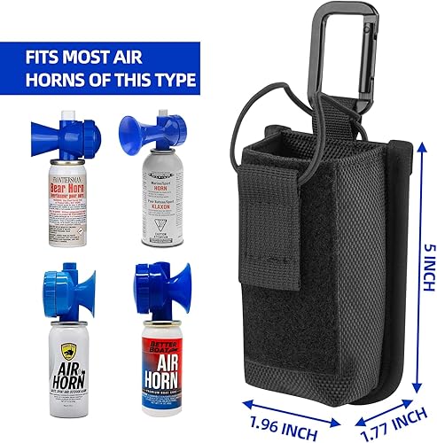 Miniatura 2 de Xxerciz Funda de nailon para bocina de aire, clip de cinturón portátil con cordón ajustable, funda protectora con mosquetón para navegación, eventos