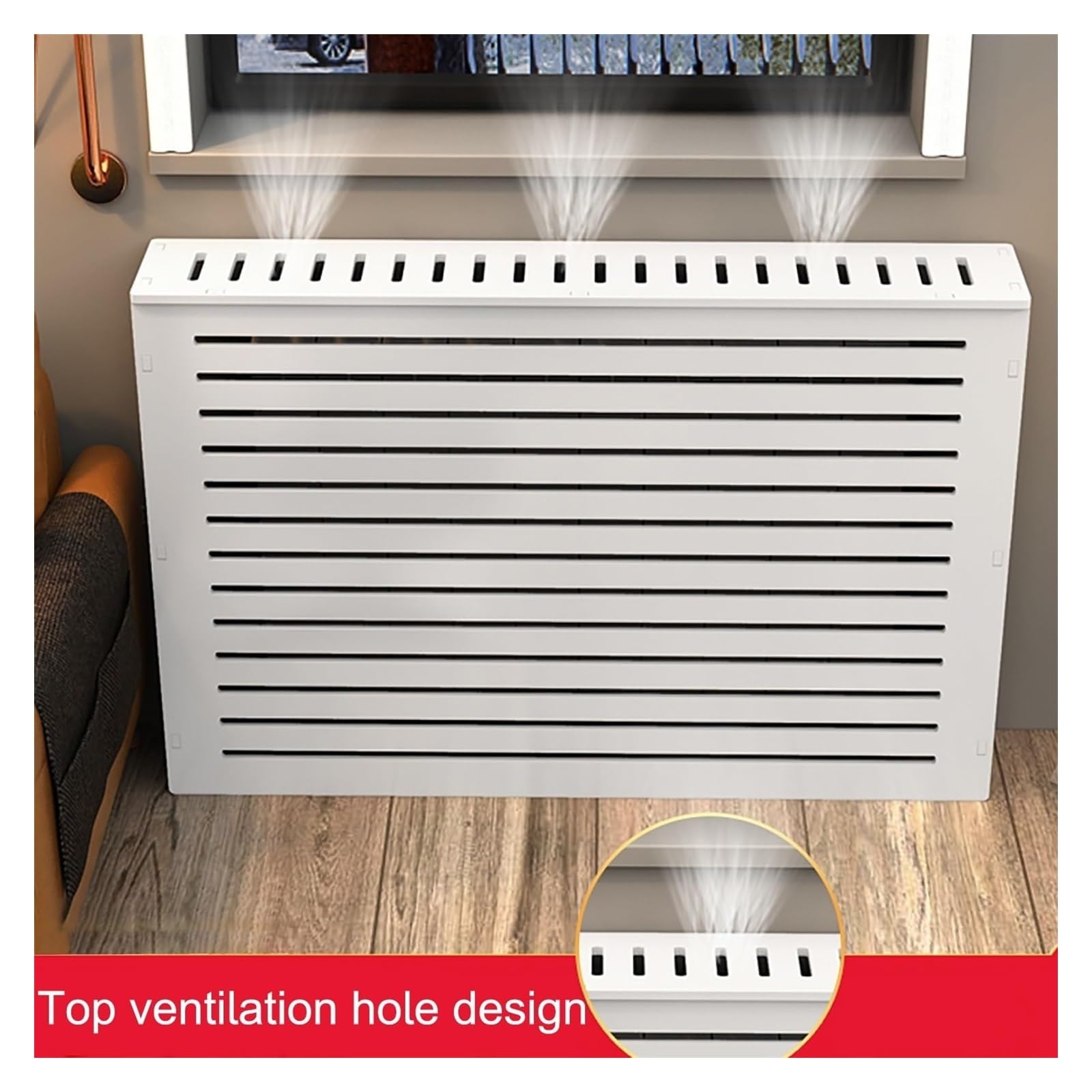 Moderne, stilvolle Heizkörperabdeckung – 90 x 90 x 20 cm (35 x 35 x 8 Zoll) Heizkörperregal-Organizer für Wohnzimmer und Heimbüro, verbirgt Rohre, reduziert Unordnung, verbessert die Einrich