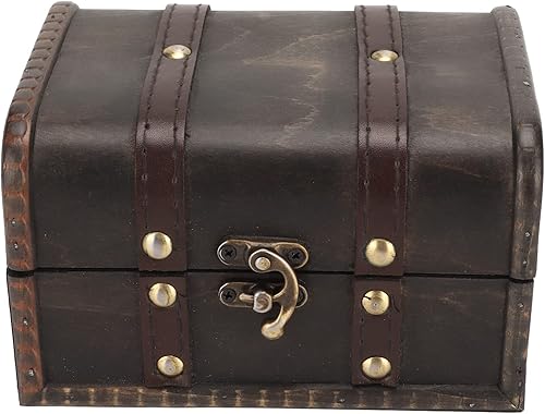 HEEPDD Caja de madera vintage, caja de almacenamiento de madera decorativa para tronco, cajas de almacenamiento de escritorio para joyas, tarjetas