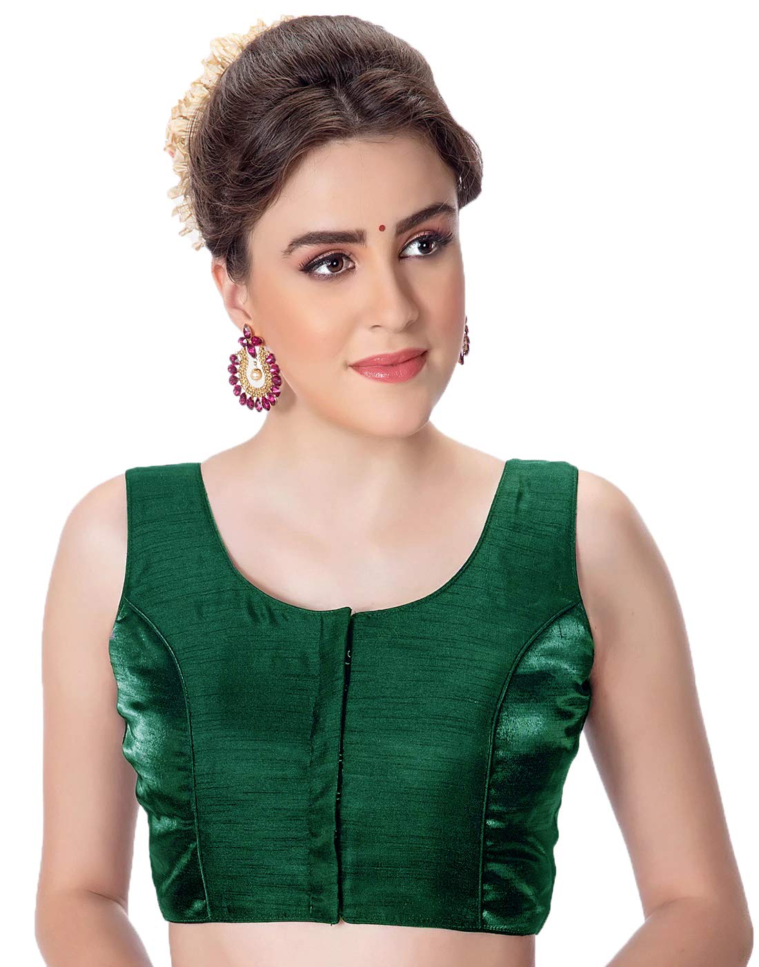 asoita Women's Designer Silk Readymade Blouse – Sleeveless, Front Closure, Round Neck Saree & Lehenga Blouse-picture-51