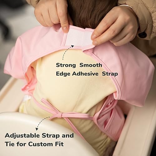 Miniatura 5 de Flyangle Paquete de 2 baberos de manga larga para bebé, solución impermeable para la hora de comer, ideal para niños pequeños de 6 meses a 2 años