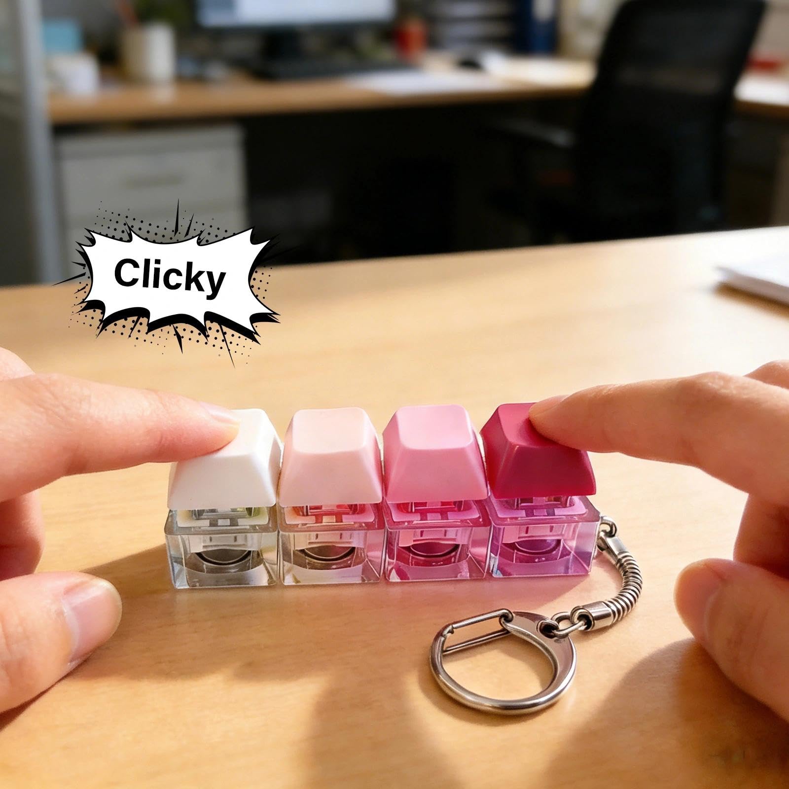 2 Pcs Light Up Keyboard Fidget, Colorful 4 Buttons Fidget Keyboard, Portable Stress Relief Keyring, Ideal Stress Relief Gifts - Image 4