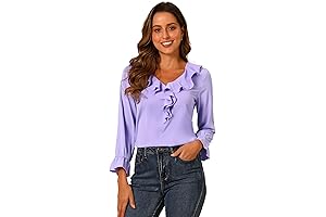Women's Elegant Autumn Long Sleeve Ruffles Chiffon Blouse Shirt Tops