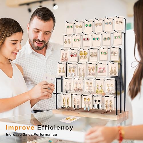 Miniatura 7 de Organizador para aretes, soporte para joyas, 36 ganchos para vender tarjetas de aretes, pulseras, llaveros, anillos, collares