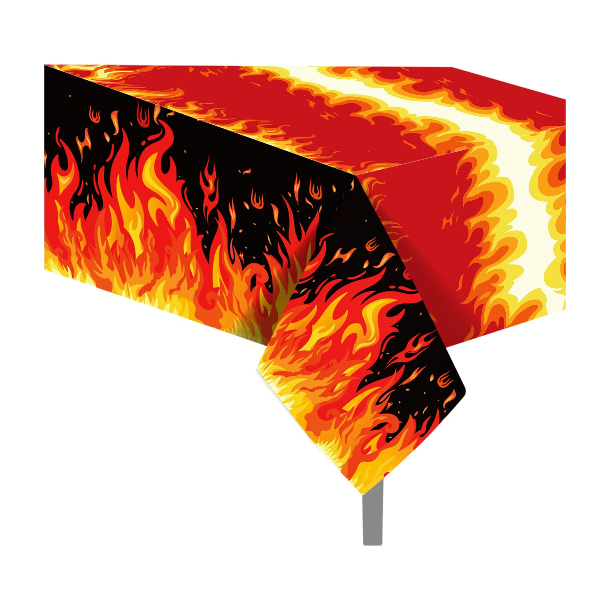 Cc Home Fire 2Pc Party Plastic Tablecloth 54 X 87 Inch Long Table Cover, Flame Party Tablecover For Fighting Theme Kids Baby Shower Birthday Dinner Picnic Kitchen Event
