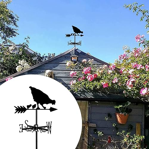Miniatura 2 de ZNEL Paleta meteorológica con animales, silueta de metal, adorno de techo para valla de jardín, cobertizo, escena de granja al aire libre, patio,