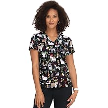 KOI Basics Leslie Womens 2-Pocket Stretch Print Top Fancy Party Large