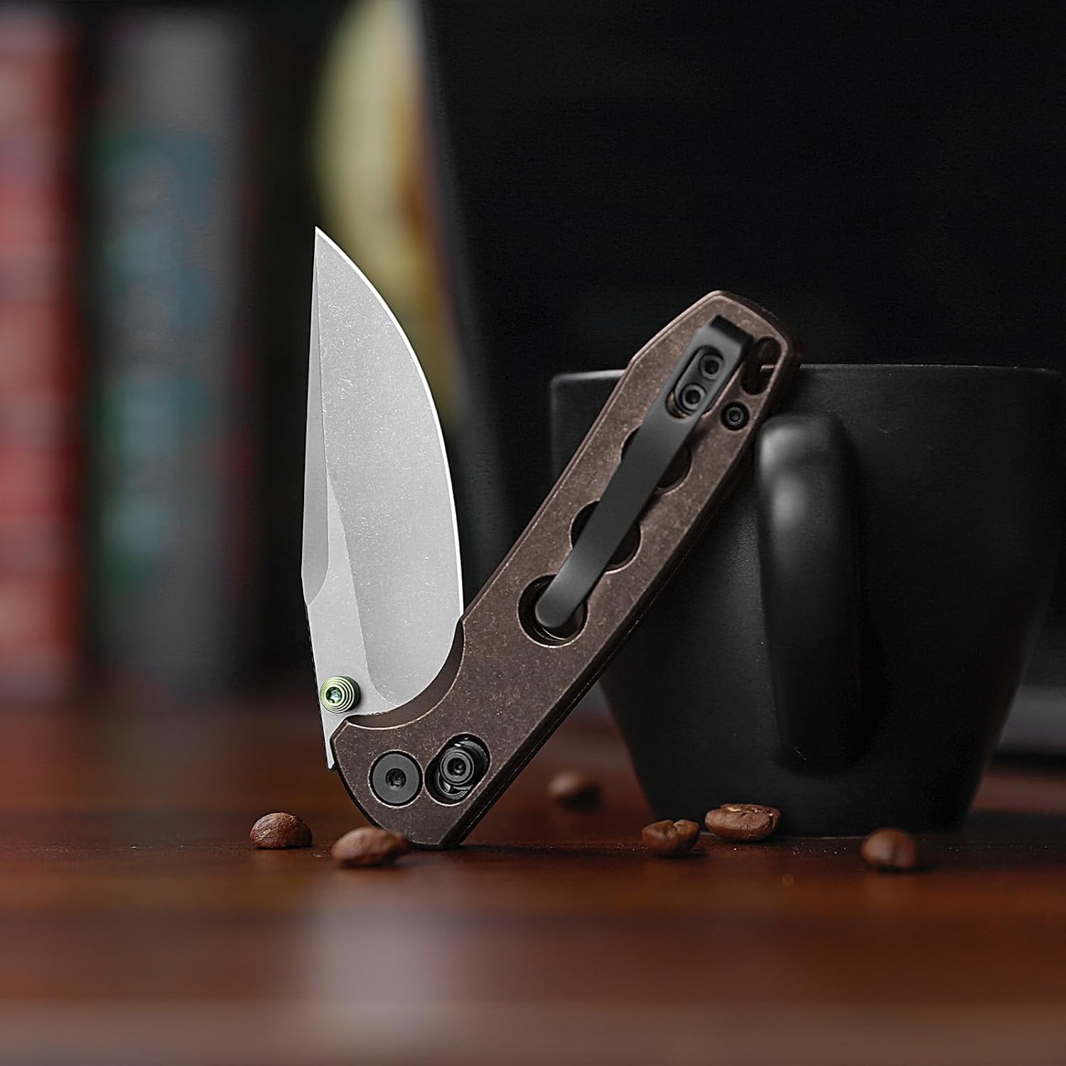 TRIVISA Pocket Knife, 3'' 14C28N Blade Pocket Knife for Men, Folding Pocket Knives with Crossbar Lock, Camping Knife with Copper Handle, Pocket Clip, EDC Knife for Hiking, Camping (Copper)