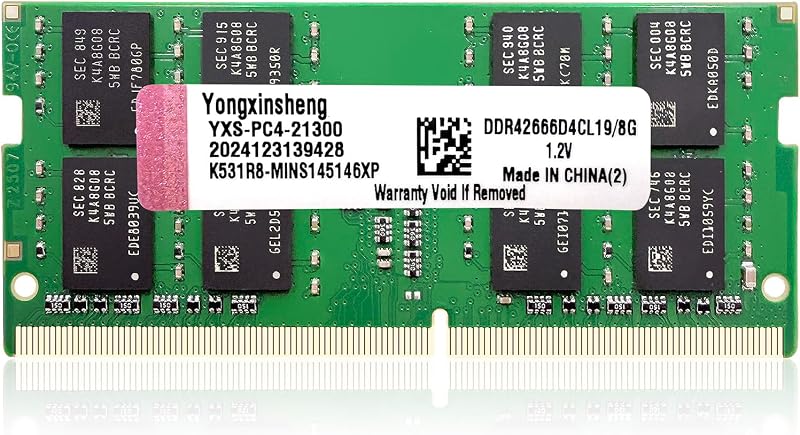 Yongxinsheng DDR4 2666MHz 8GB Laptop RAM SODIMM Memória Modul - 8 GB, Green, 2666 MHz