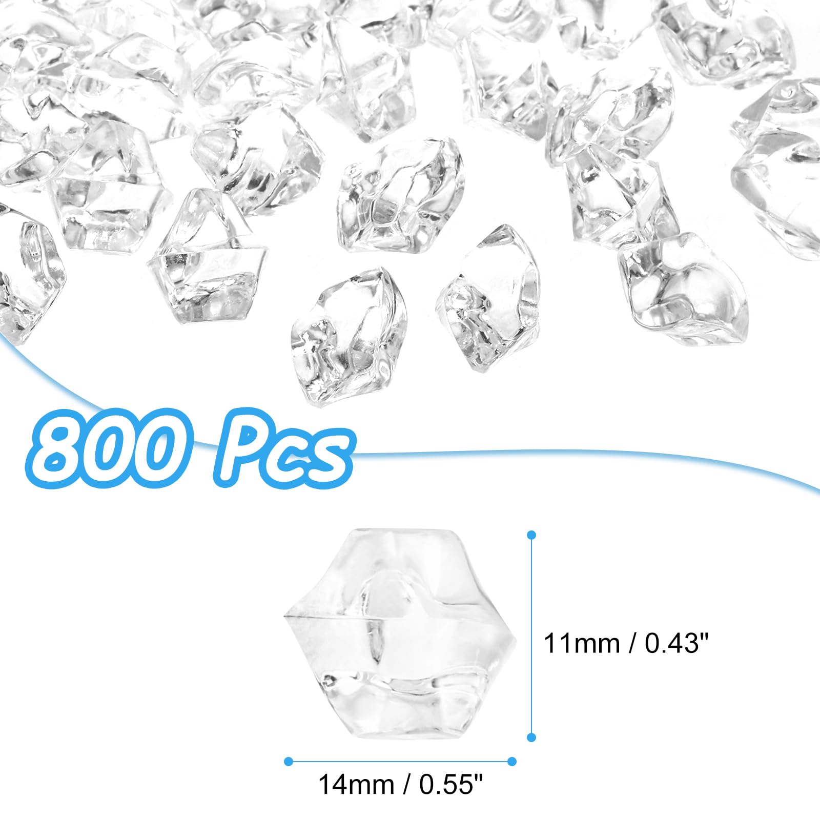 QUARKZMAN 800pz Pietre di Ghiaccio Finto, Cristalli Trasparenti in Acrilico, Gemme, Ghiaccio Tritato Sfavillante Diamanti Finti per Riempitivi Vasi, Decorazioni Tavolo, Feste