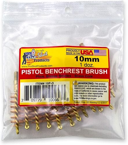 Pro-Shot Productos 0.394 in.40 Cal. Cepillo de diámetro de pistola Paquete de docena, latón