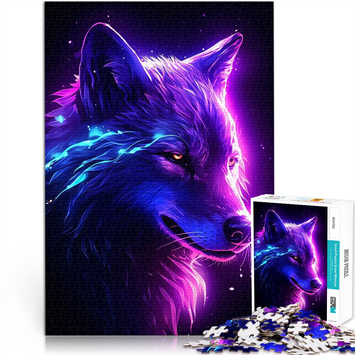 Jigsaw Puzzles for teenagers 1000 Pieces retro white wolf Staycation: Zeit totschlagen Perfekte Dekoration52x38cm — image 1
