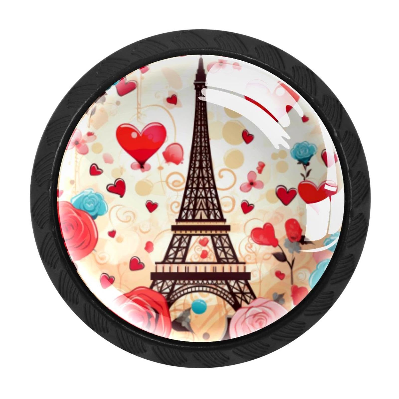 Chenzzzz Multicolored 08 4 Pack Eiffel Tower Valentine's Day Drawer Knob Cabinet Hardware