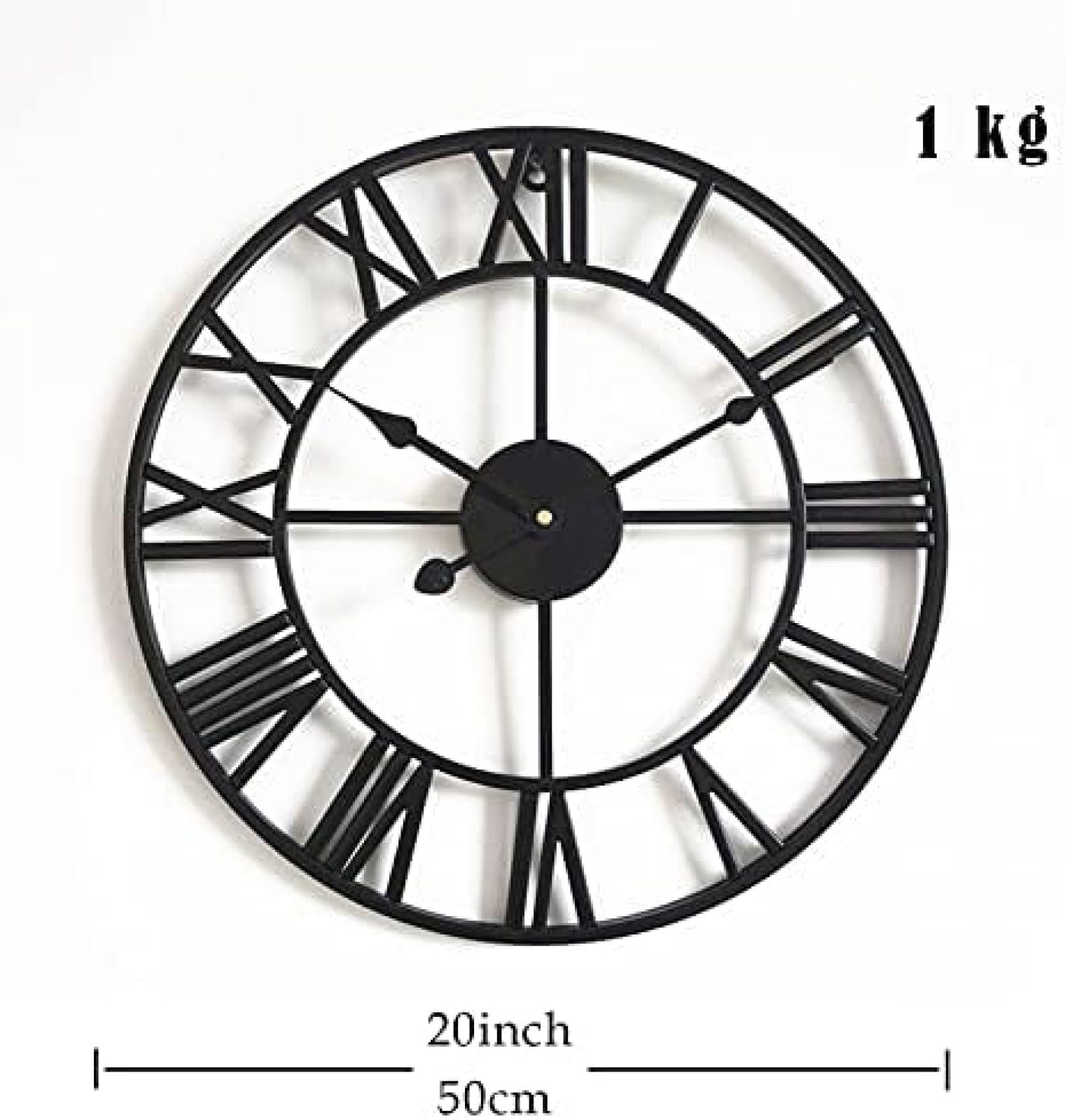 Reloj de Pared Grande de 50 cm, clásico, Vintage, de Hierro Fundido, para jardín, montado en la Pared, Reloj de Pared para jardín al Aire Libre, números Romanos Grandes, Reloj de jardín, HIE