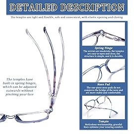 STASTEND 5 Pack Reading Glasses Blue Light Blocking for Women,Computer Readers with Spring Hinge (Multicolor-C5, 0.75, multiplier_x)