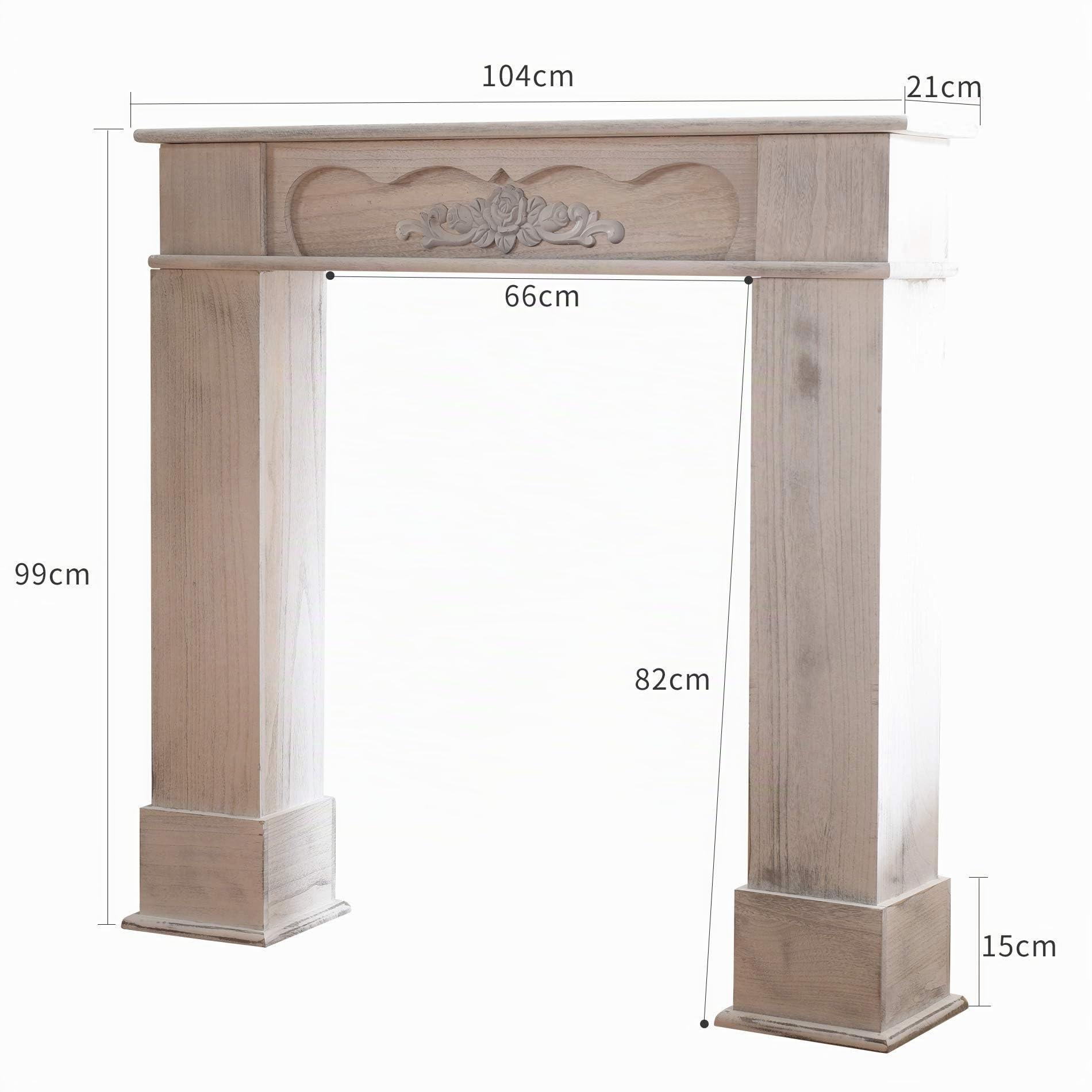 Rebecca Mobili Camino decorazione, caminetto bianco, legno, stile retro, per soggiorno, idee casa - Misure 99 x 104 x 21 cm (HxLxP) - Art. RE4865
