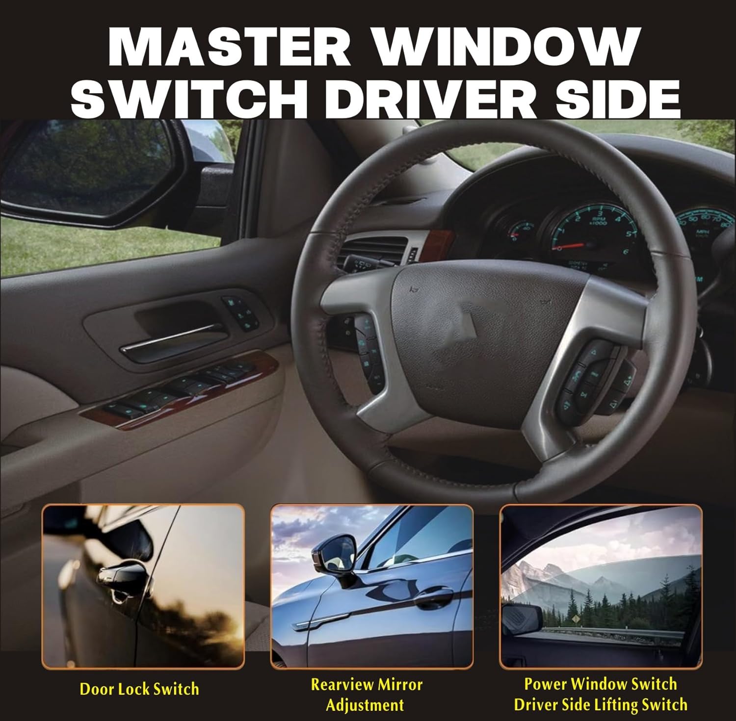 Master window switch driver's side with folding rearview mirror and door lock compatible 07-14 Chevy Avalanche Solander Xia Antai Suburbs, Lake Tahoe, Sierra Leone, Yukon Territory replacement20835553