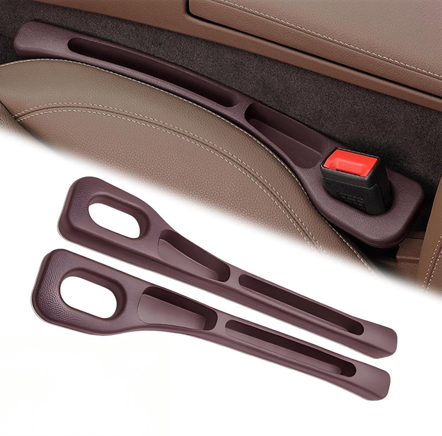 ZYXDMMJH 2 Pcs Car Seat Gap Filler Organiser For Subaru Outback VI 2019 2020 2021 2022 2023 2024, Leak Proof Filling Strip Car Accessories for Keys Phones Wallets,Brown