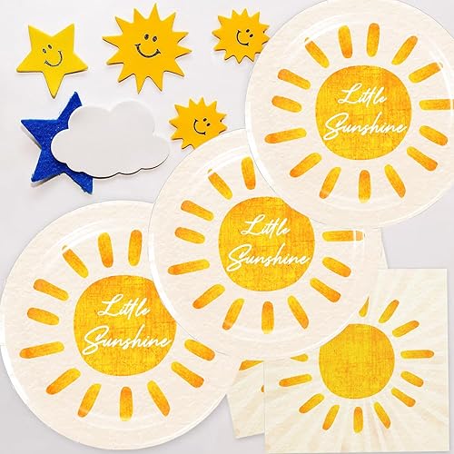 Miniatura 6 de Paquete de 40 decoraciones de cumpleaños inspiradas alrededor del sol, suministros de fiesta de cumpleaños boho Sun One, incluye 20 platos de papel,