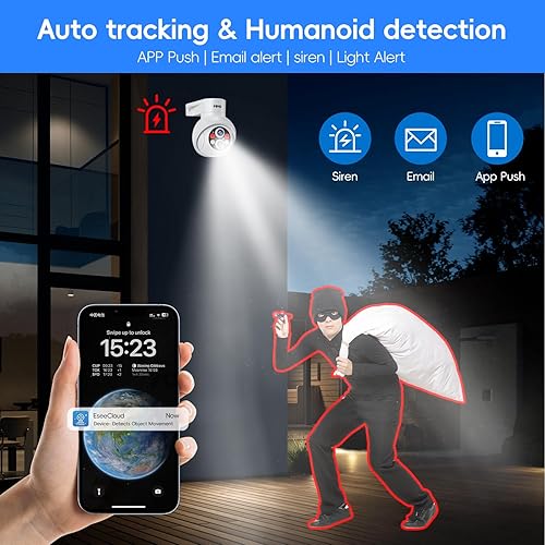 Miniatura 5 de Monitor LCD + zoom de 10X sistema de cámara de seguridad inalámbrica MMQ para el hogar, 6 cámaras de seguridad 2K de doble lente para exteriores con