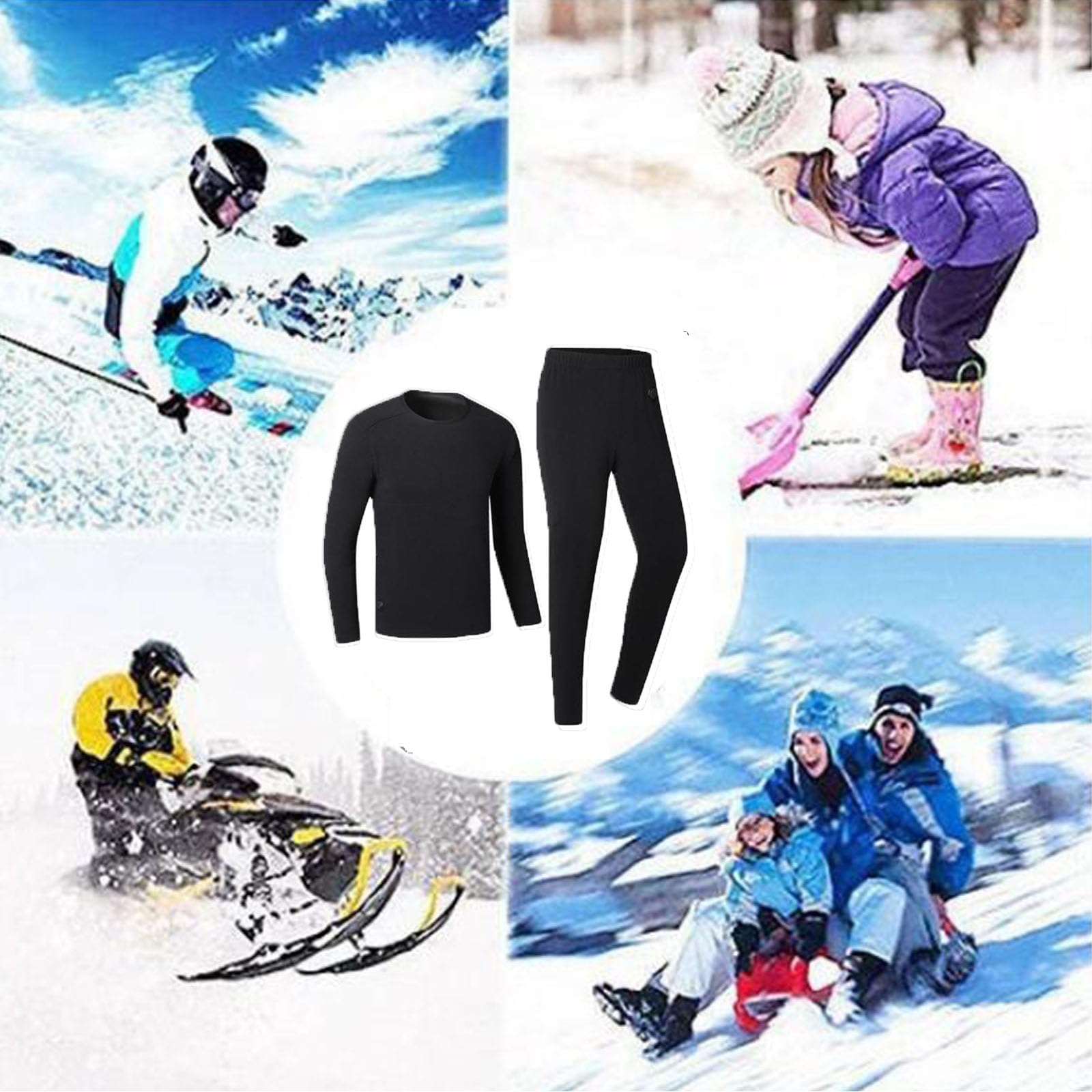 Conjunto de Ropa Interior Térmica Calefactables, Conjunto de Ropa Interior Térmica Elástica, 42 Zonas de Calentamiento, 3 Controles de Temperatura, para Esquí, Motos, Caza