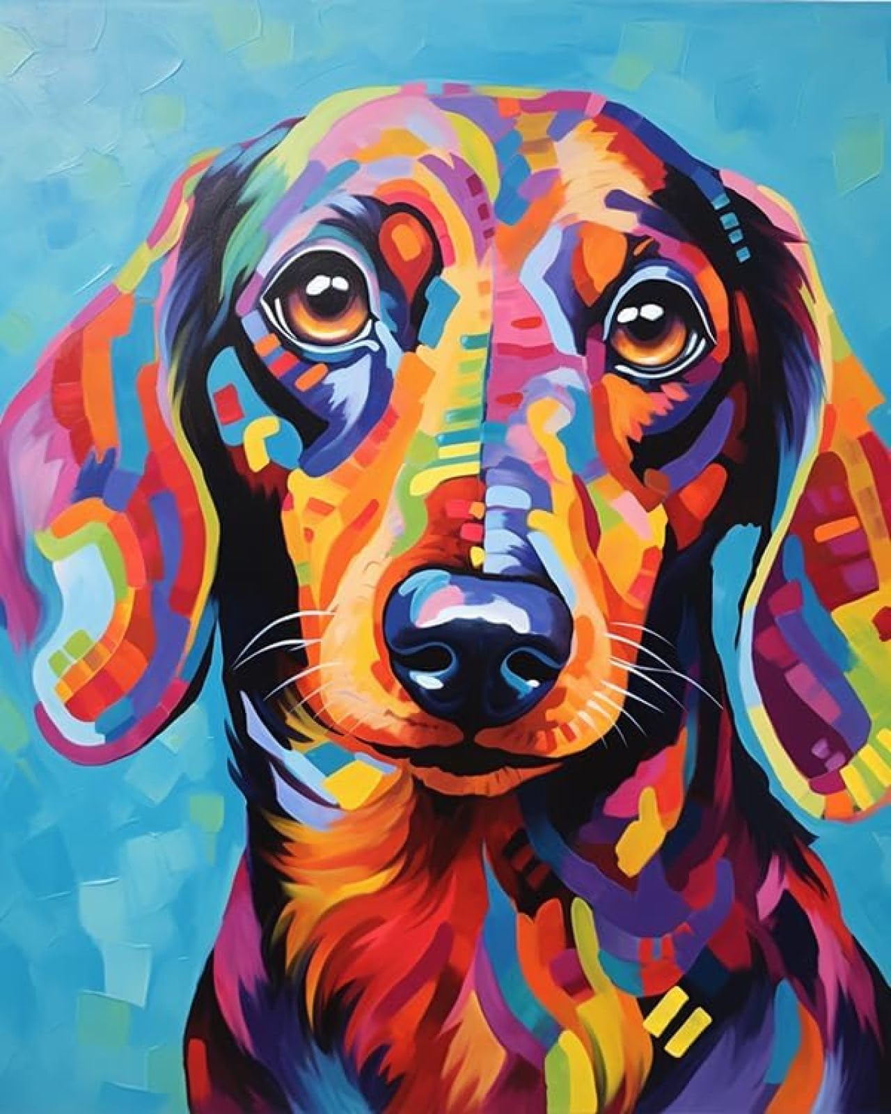 Ansiweigo Multicoloured Pet Dog Paint By Numbers For Adults,Dachshund Animal Dog,Paint By Number On Canvas,Diy Dog Oil Painting For Gift Home Wall Decor,40X50cm,Without Frame
