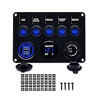 Vista 1 de KAOLALI Panel de interruptores de palanca de 5 bandas, panel de interruptores marinos automotrices, panel de interruptores impermeable de 12 V