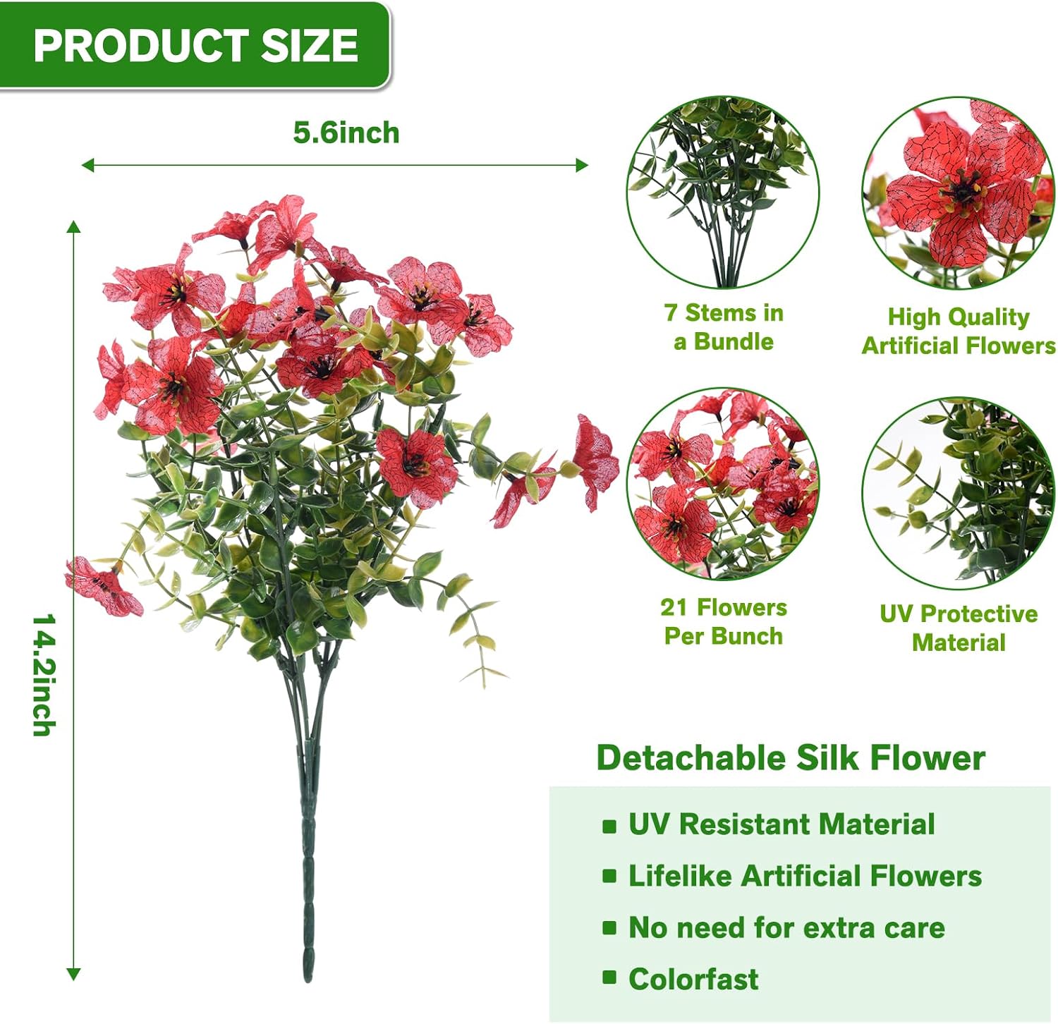 Artificial Flowers for Outdoor Indoor, Silk Flowers No Fade Fake Plastic Flowers Faux Plants for Outdoors Outside Front Porch Hanging Planter Window Box Garden Home Decoration, 13 Pack(Mix) - Image 7